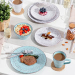 Load image into Gallery viewer, VANCASSO VINE Embossed Stoneware Dinnerware Set – 16/32/48 Pieces, Beige &amp; Blue-Green
