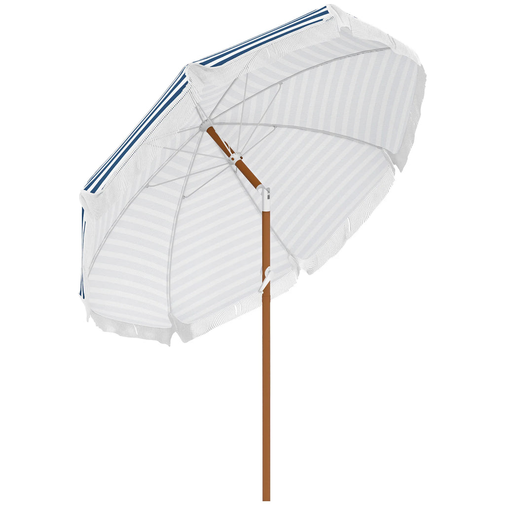 Marisol Fringe-Tilt Patio Umbrella – Blue