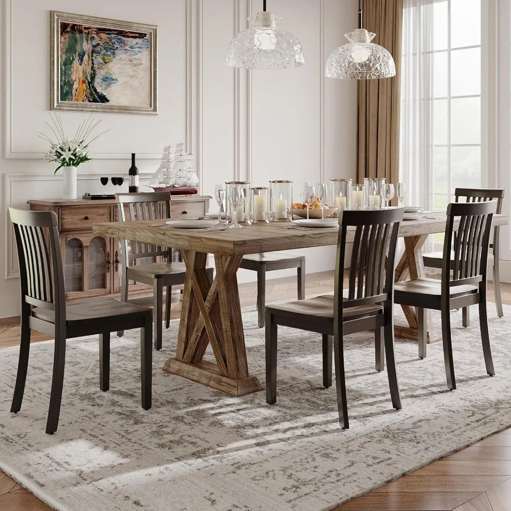 Heritage Spindle Back Wood Dining Chairs – Set of 6