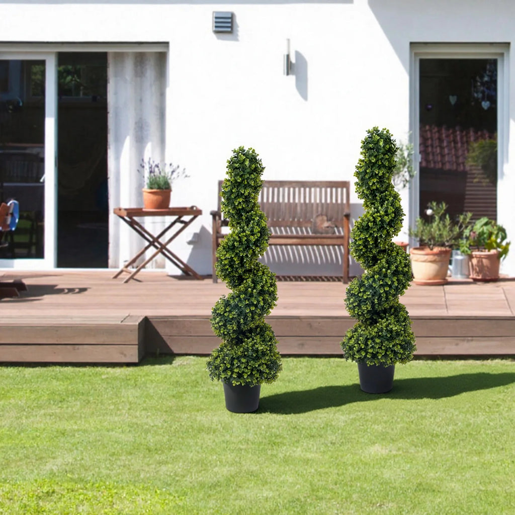 Sonnetbloom 4-Foot Artificial Spiral Topiary Set of 2