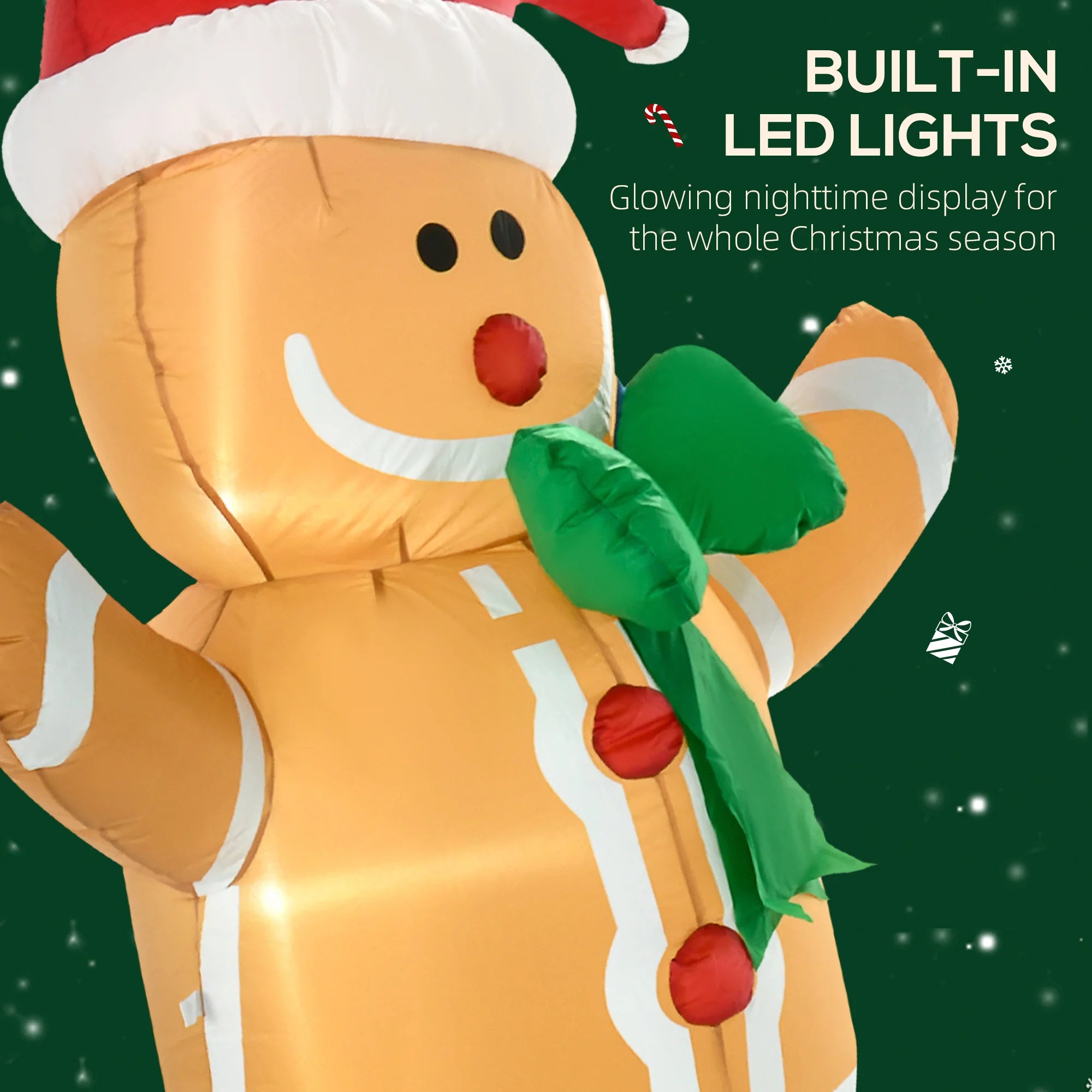 Northglow Gingerbread Man Inflatable – 6 ft