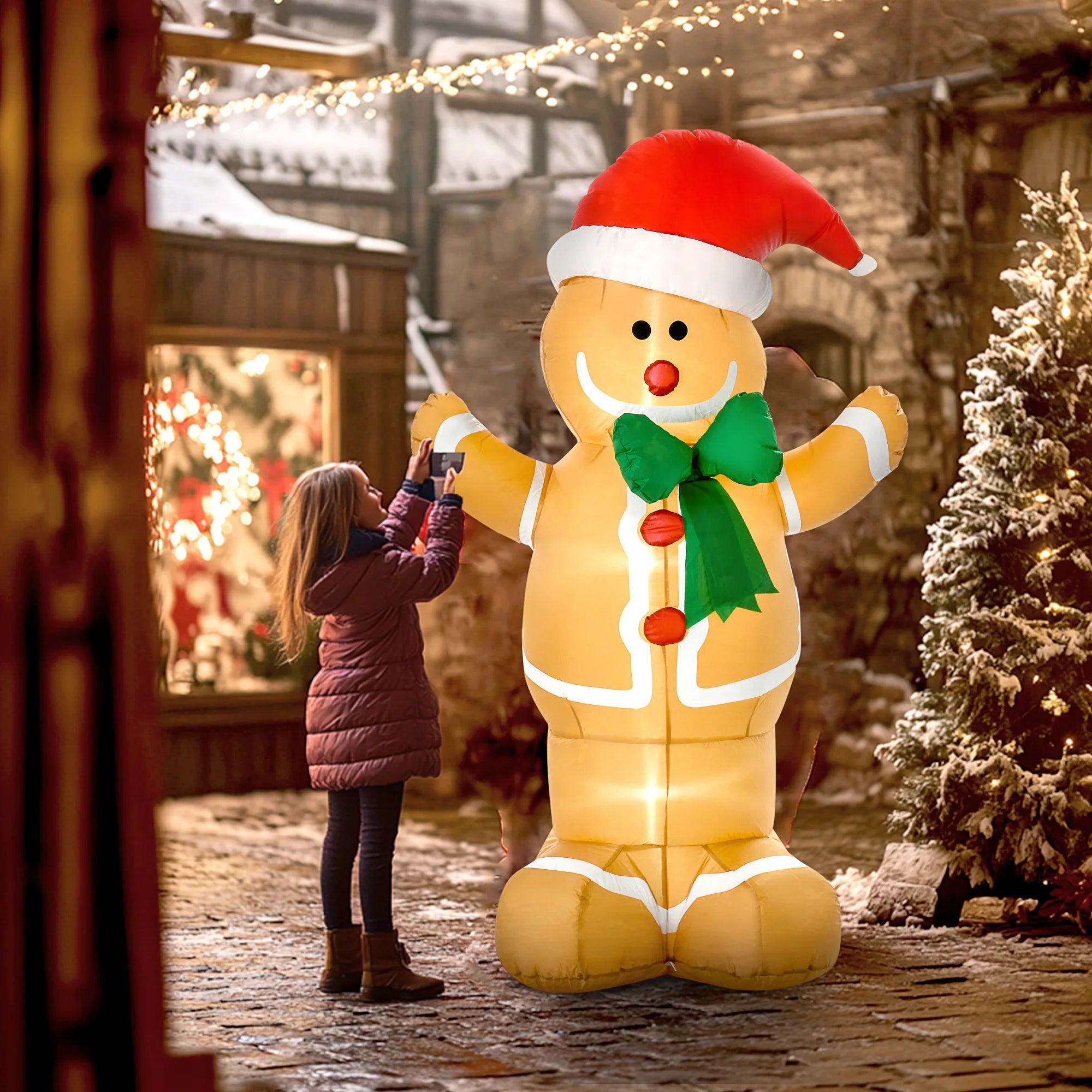 Northglow Gingerbread Man Inflatable – 6 ft