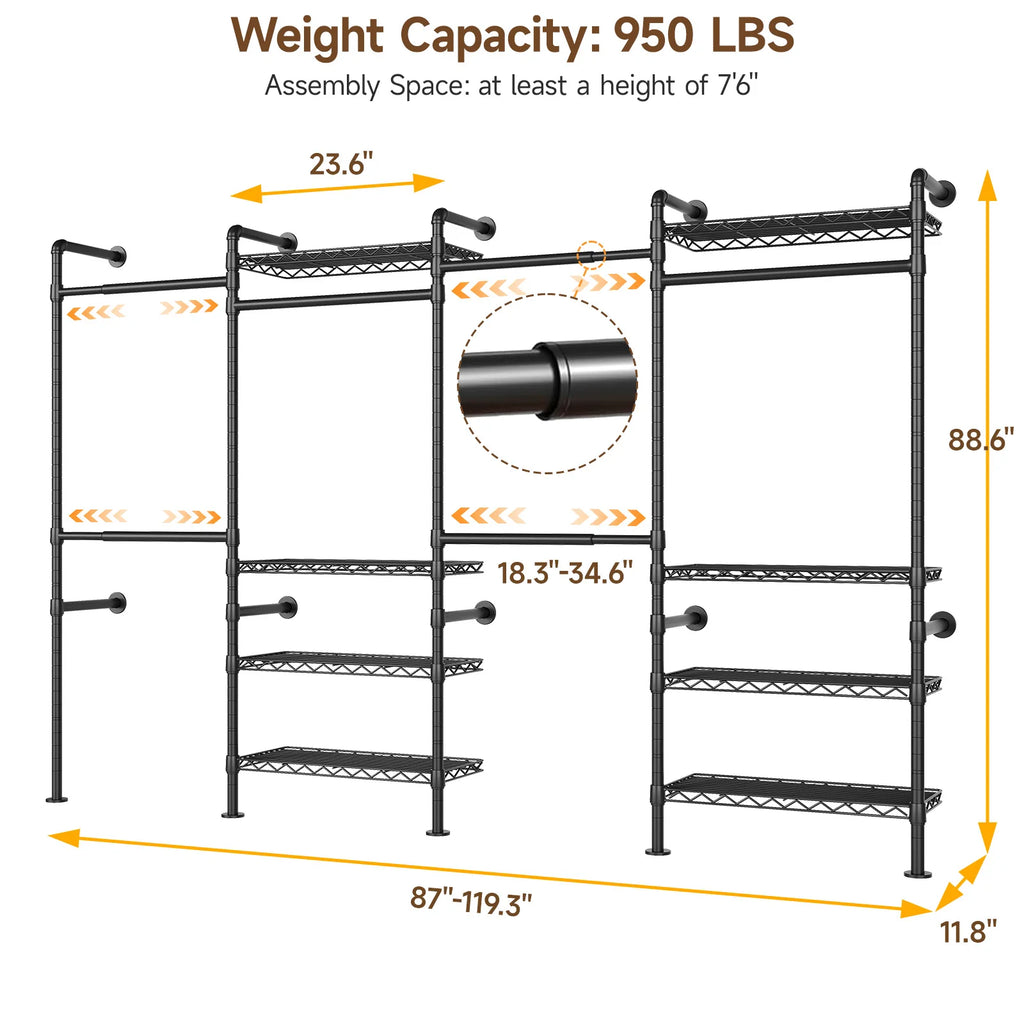 Amberecho Expandable Wall-Mounted Closet System
