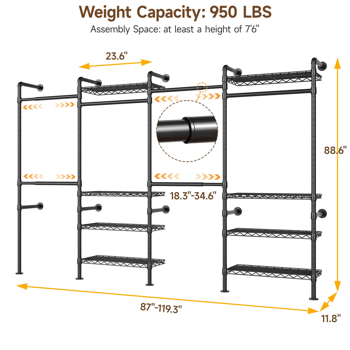 Amberecho Expandable Wall-Mounted Closet System