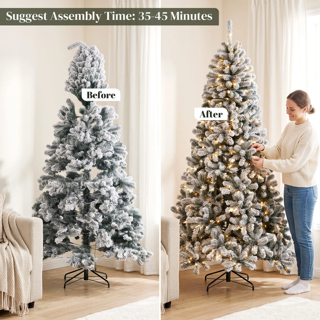 Northpine Pre-Lit Flocked Christmas Tree