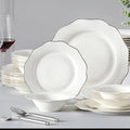 MALACASA LOTUS 16-Piece White Ceramic Dinnerware Set with Gold Rim