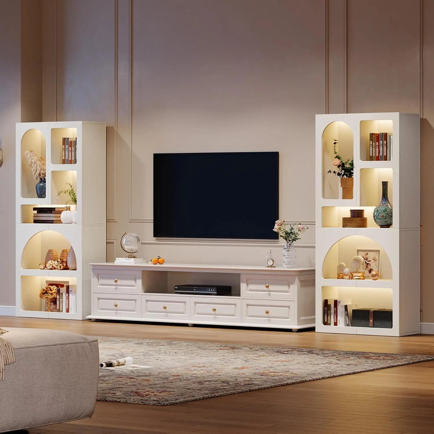 Geometric Bookshelf – 5-Shelf Arched Freestanding Bookcase