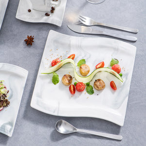 MALACASA Flora Gray & White Marble Porcelain Dinnerware Set – 30/60 Pieces