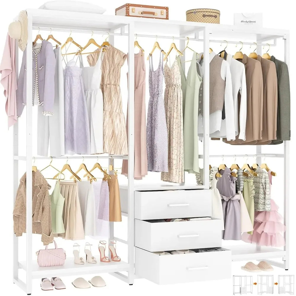 Hangerwell Open Wardrobe Rack with Drawers