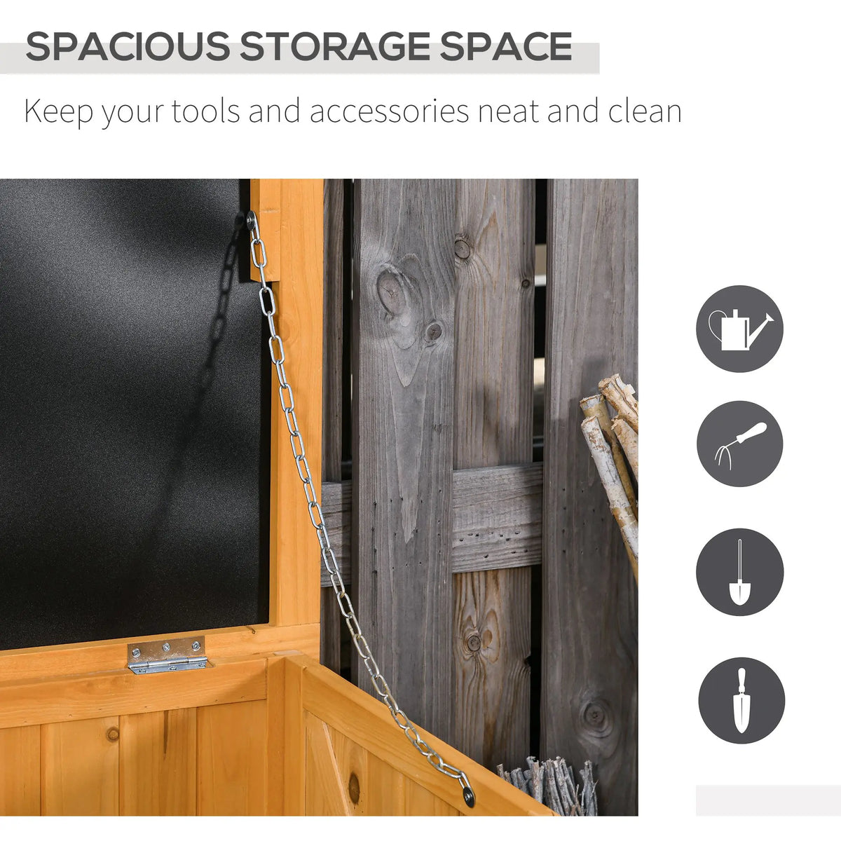 Langmere deck box open storage compartment for garden tools and outdoor accessories