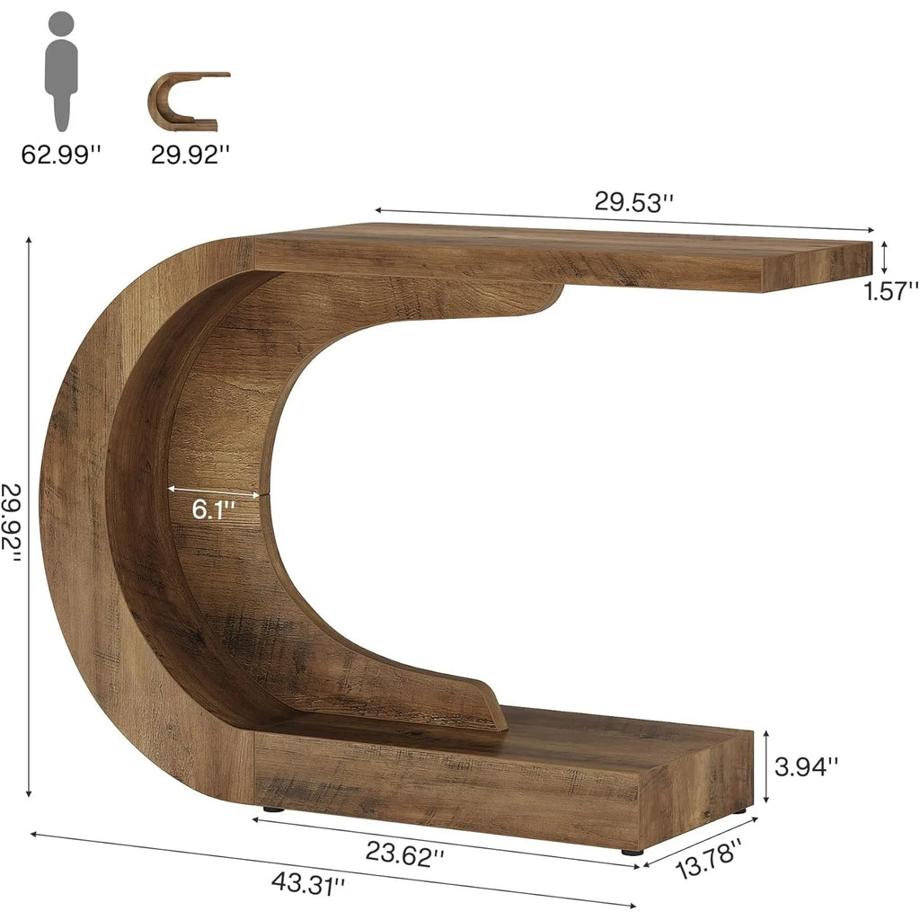 Wooden shelf bracket with dimensions on a white background