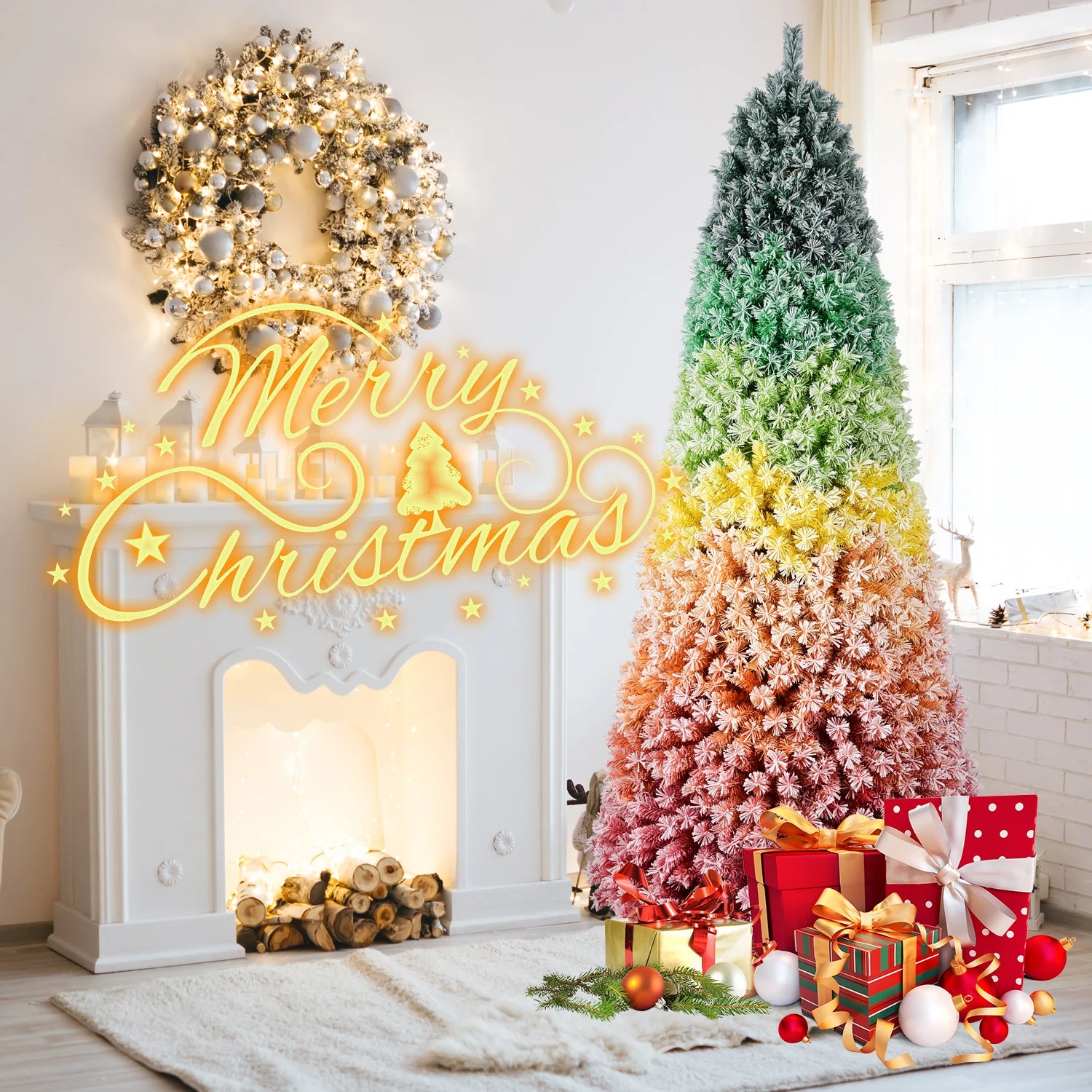 Everfrost Aurora Rainbow Christmas Tree – 7.5 ft