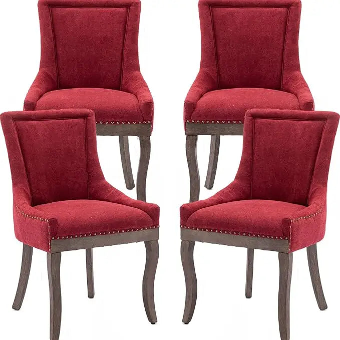 Belmont Upholstered Nailhead Dining Chairs – Set of 4