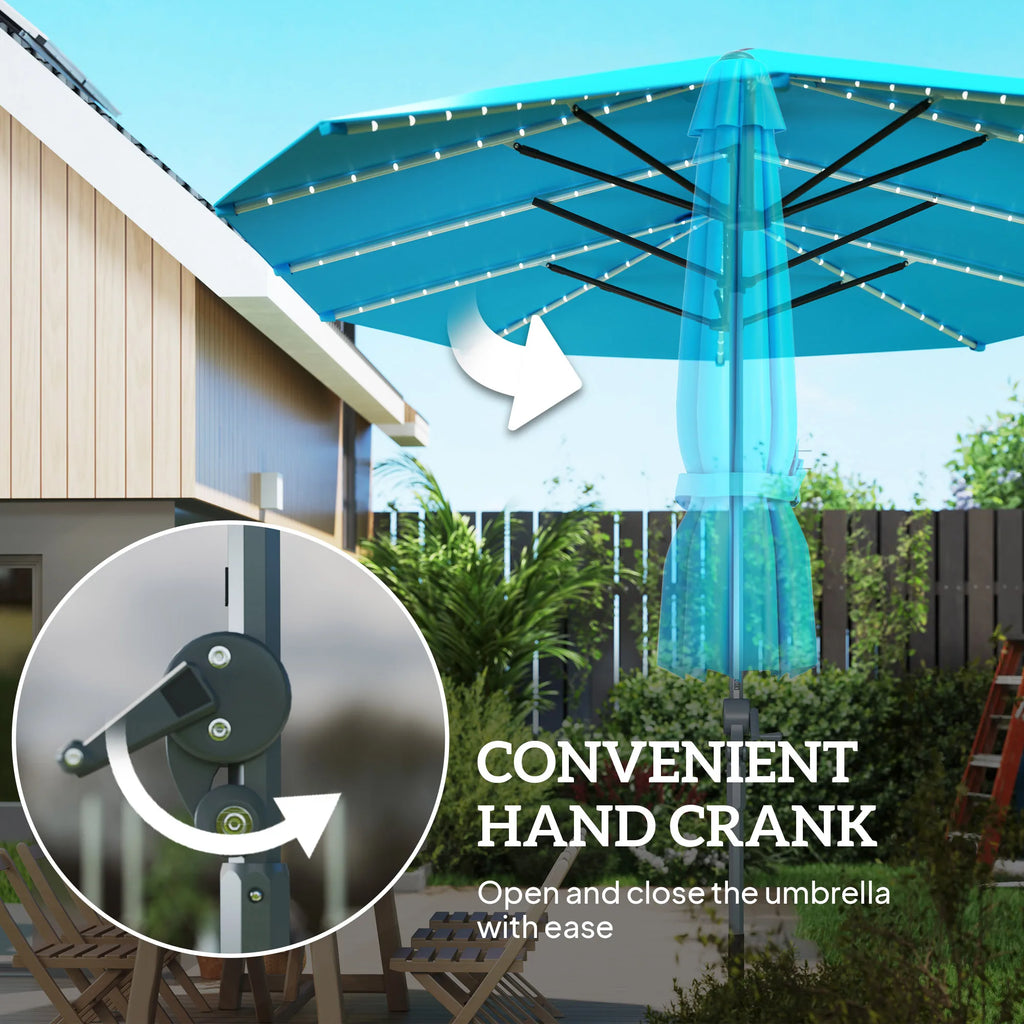 Bluehaven 15′ Solar LED Patio Umbrella – Blue
