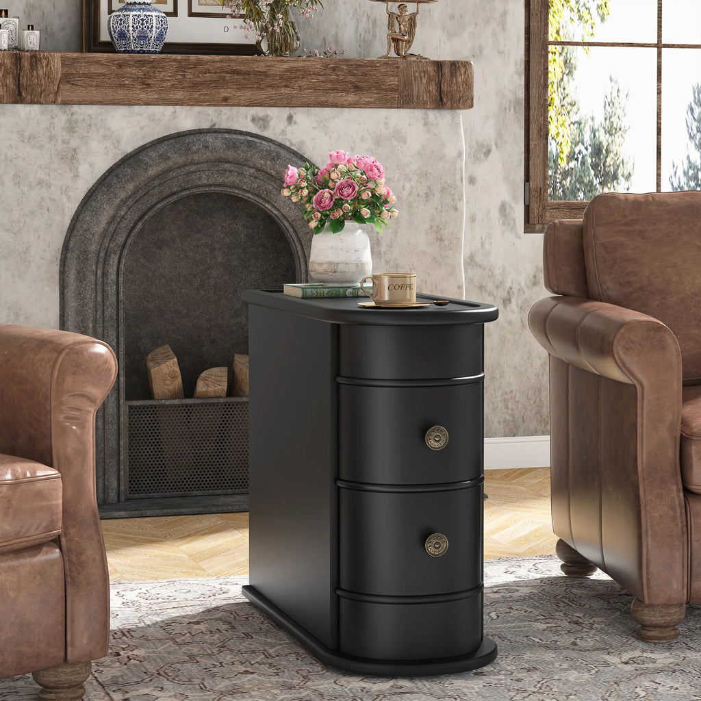 Jabari Curved Two-Drawer Side Table