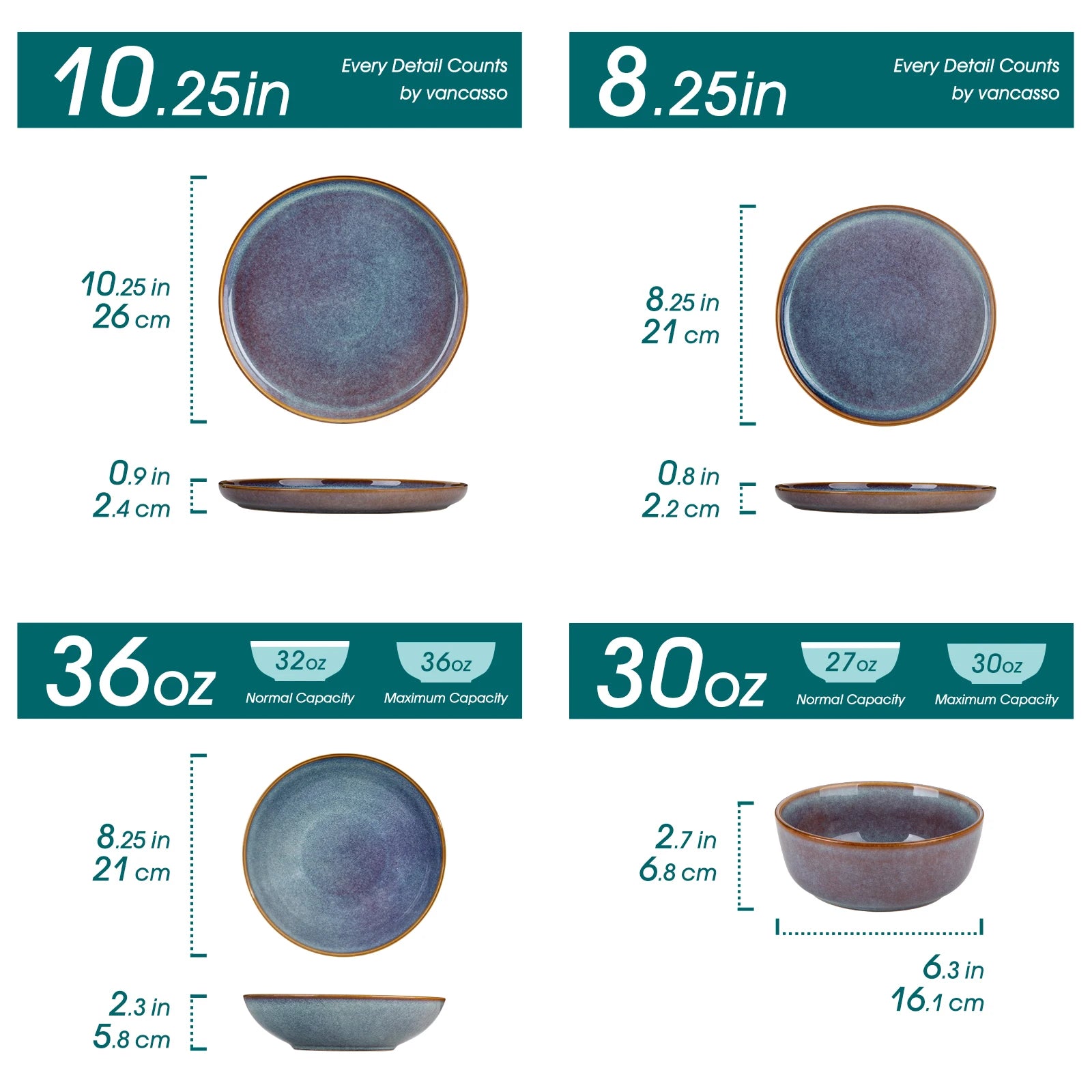 Vancasso PLAYA Series Reactive Glaze Stoneware Dinnerware Set