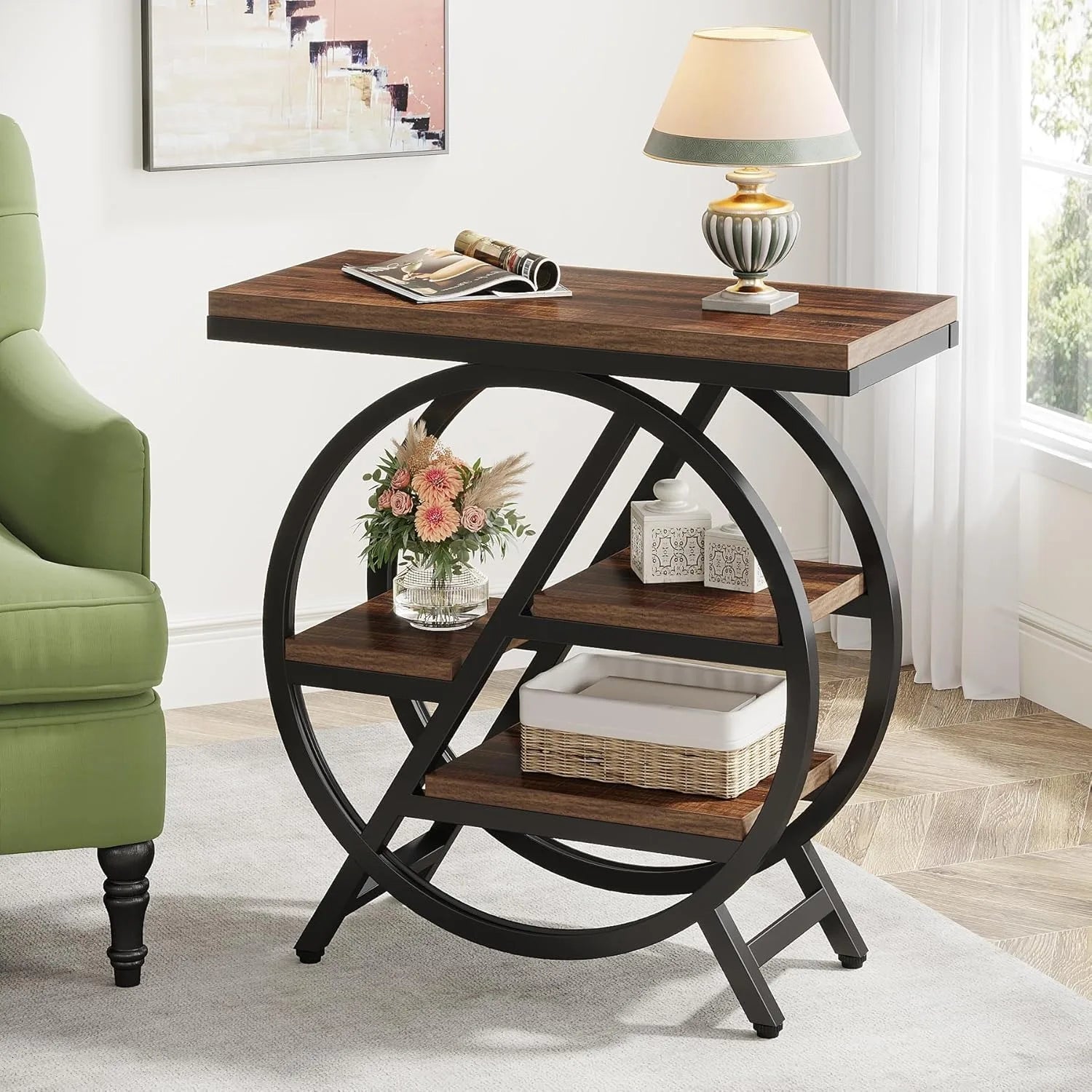 3 Tier Narrow Side Table with Storage