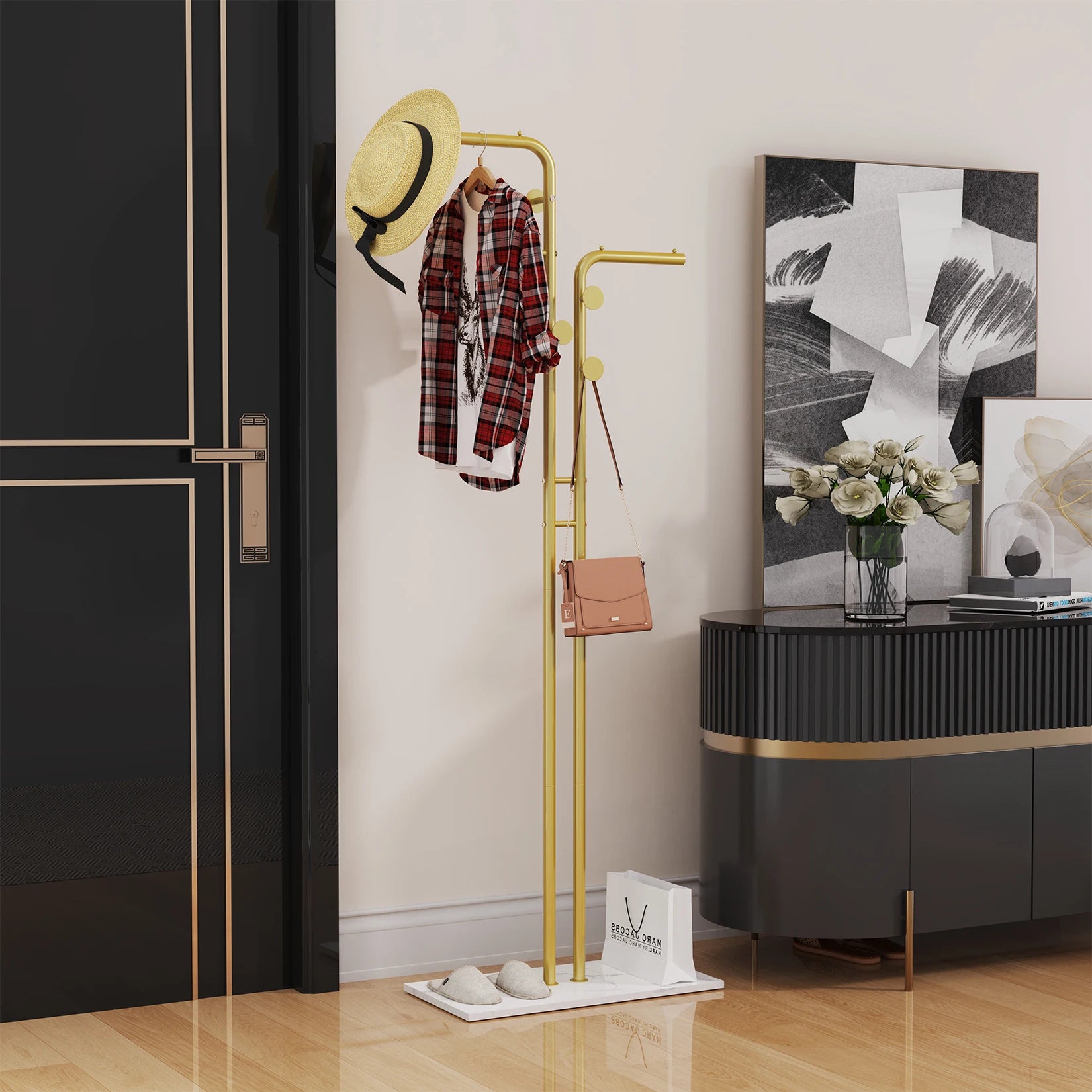 Rivelle Gold Floor Coat Rack