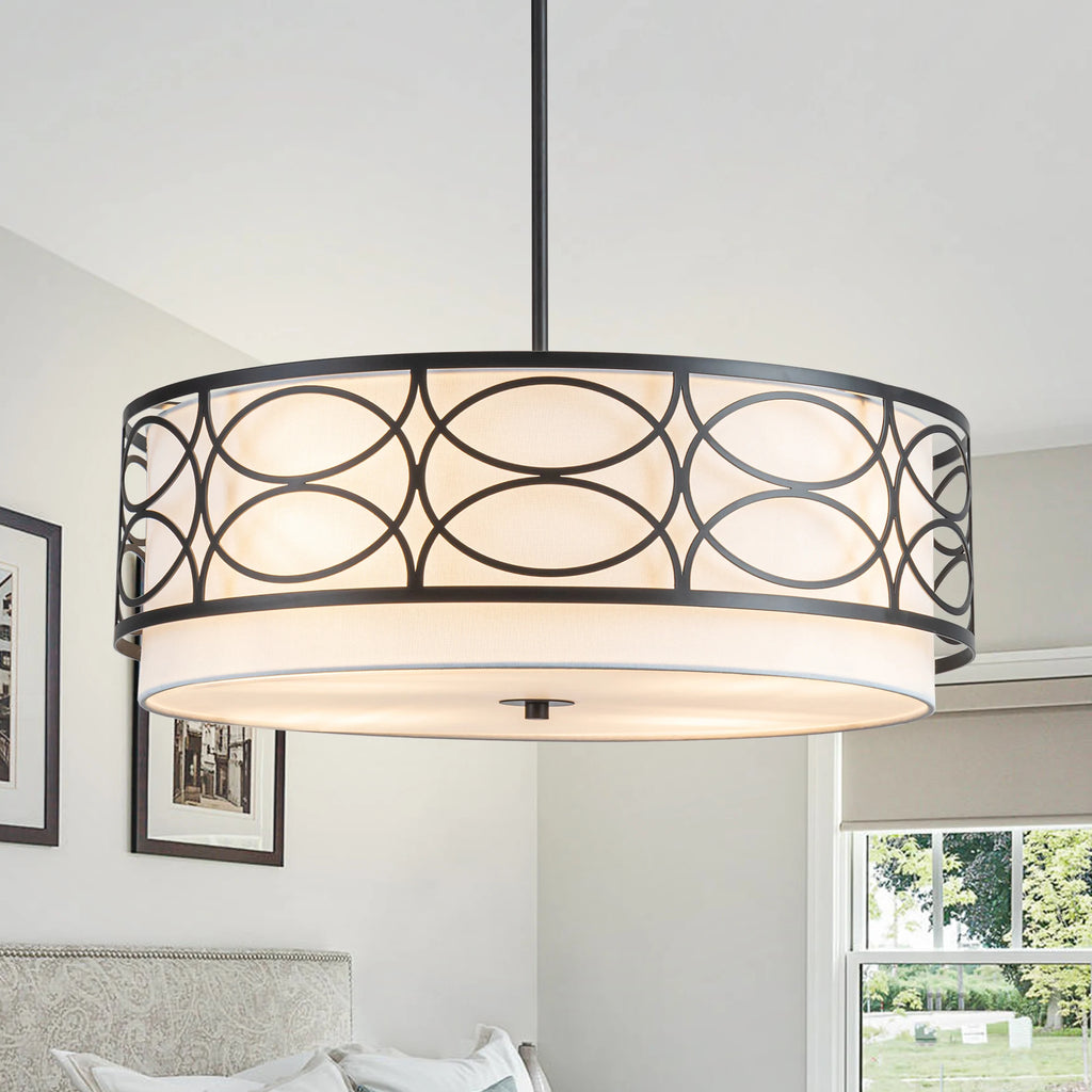 Noirwell 3-Light Black Drum Chandelier