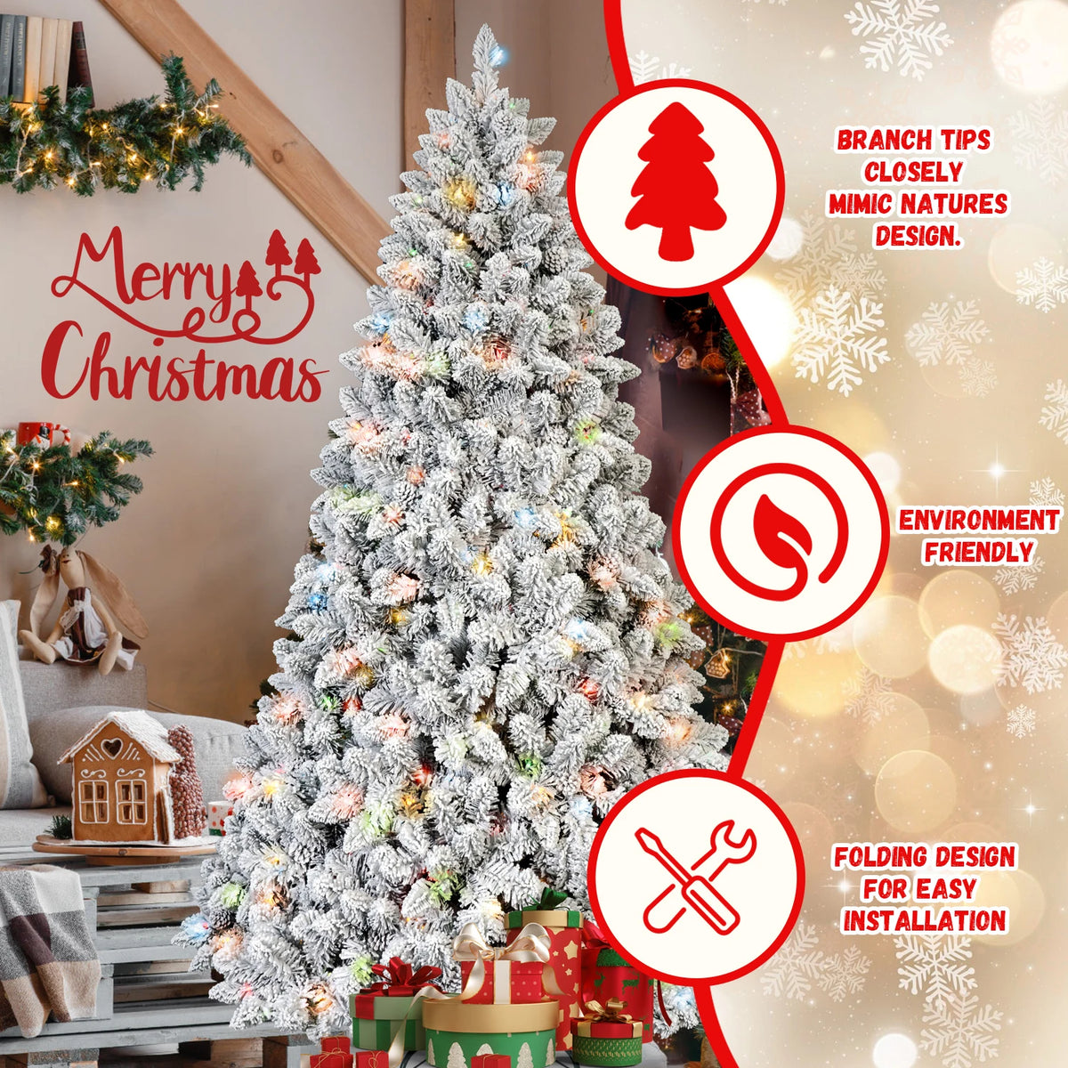 Frostmere Pre-Lit Flocked Christmas Tree