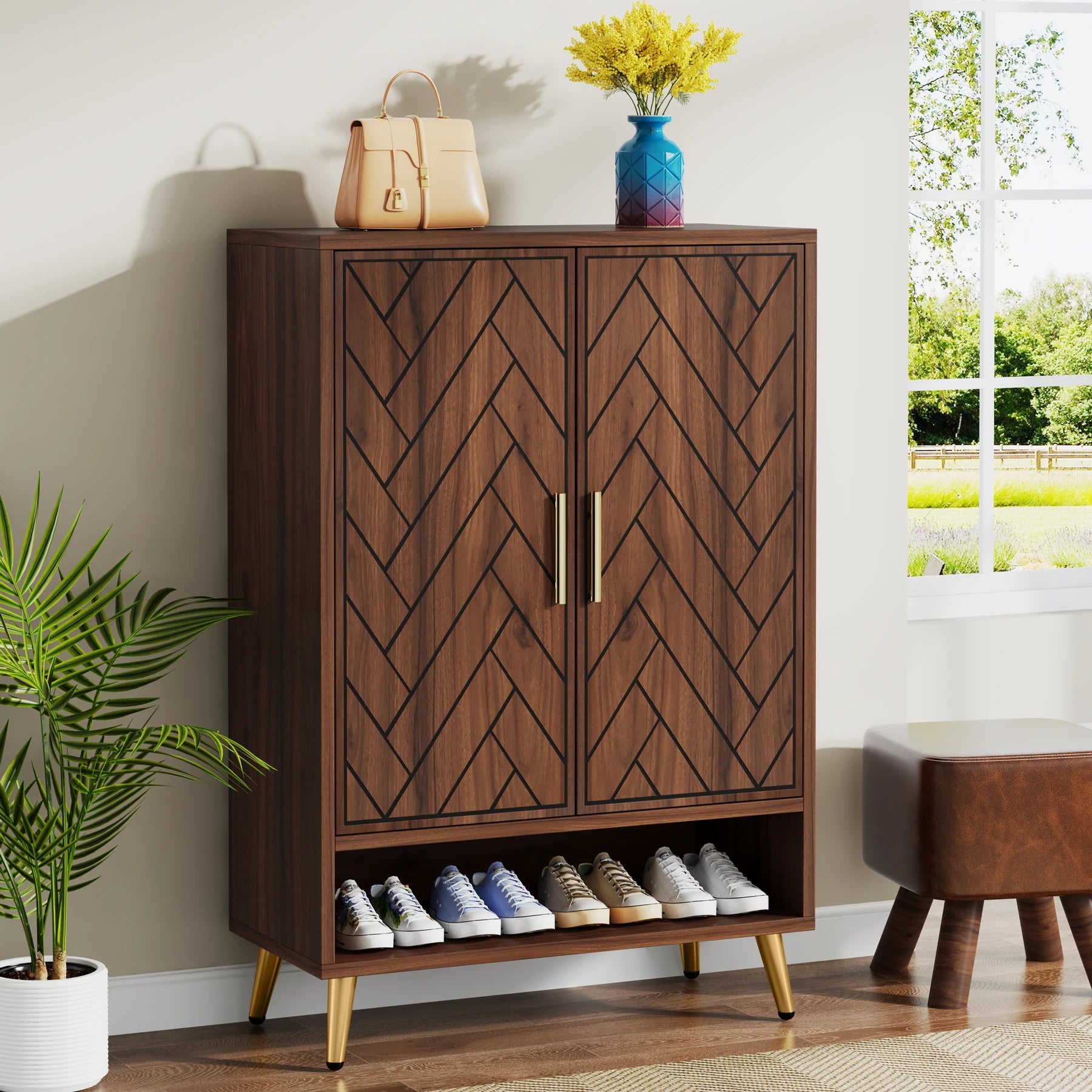 Nia Walnut Shoe Cabinet