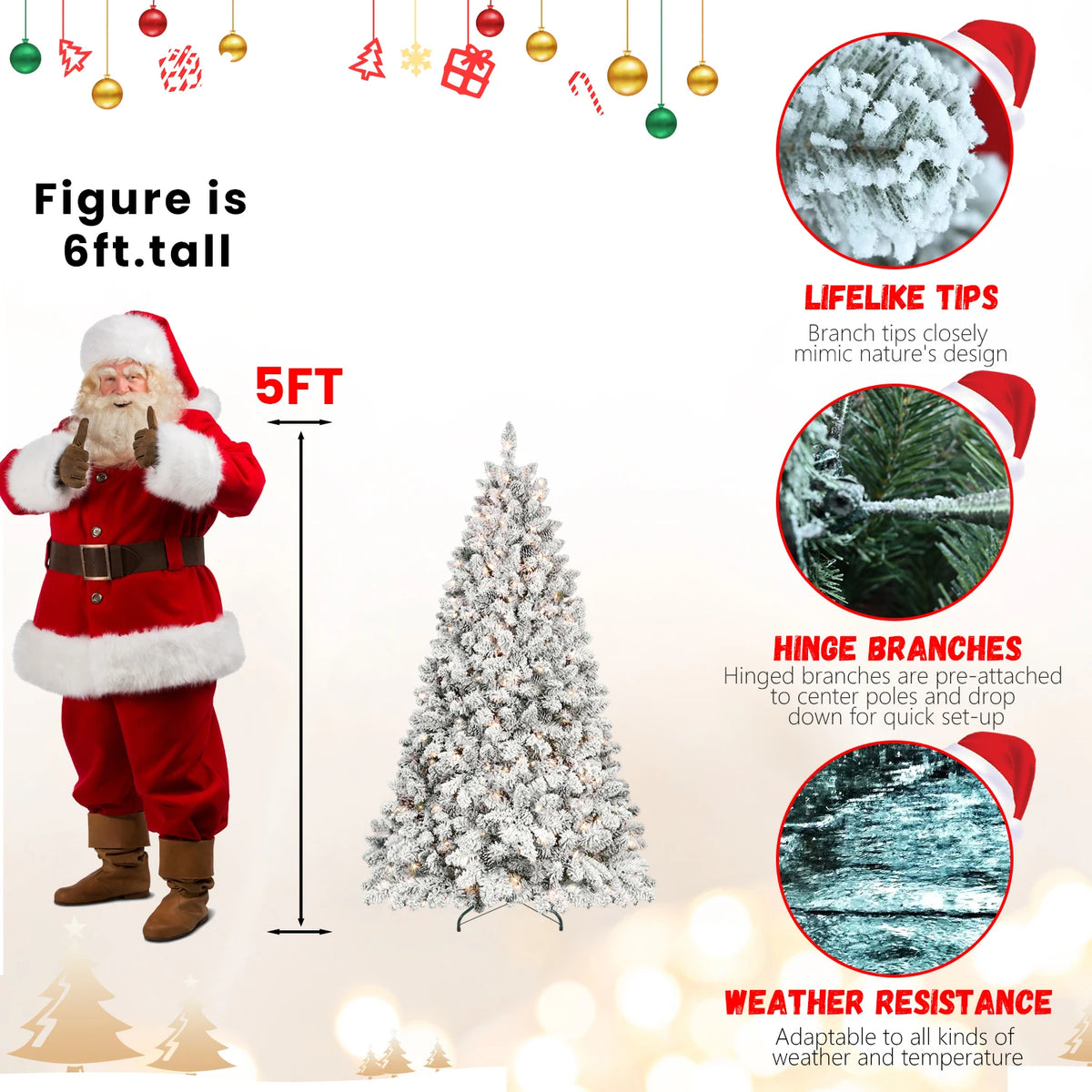 Everfrost Pre-Lit Snowy Pinecone Christmas Tree