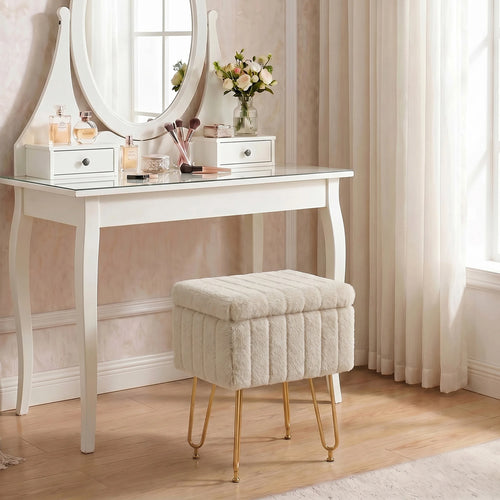 Ariaarc Faux-Fur Storage Ottoman