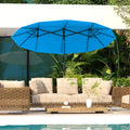 Skyspan Double-Sided Patio Umbrella – Cyan Blue