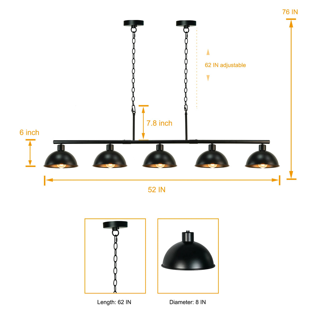Forgecrest Five-Light Island Chandelier – Black