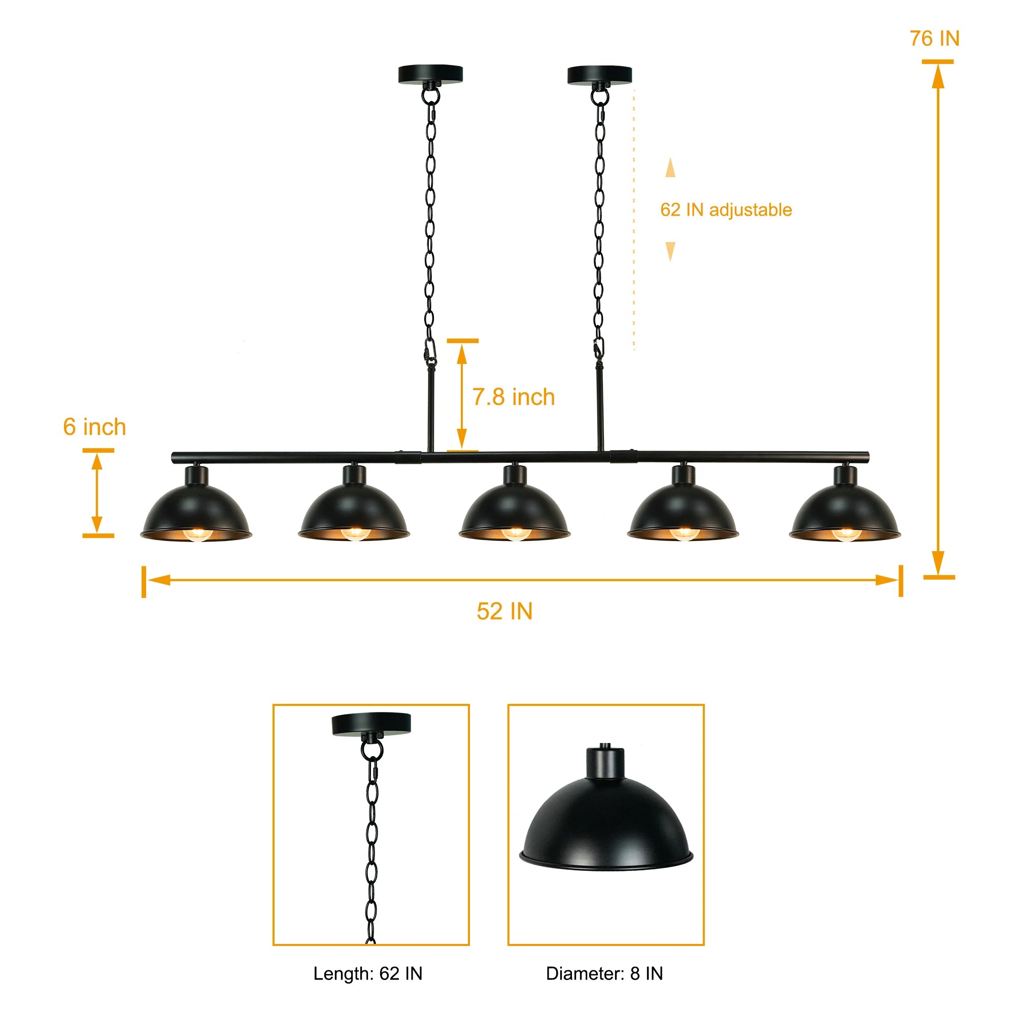 Forgecrest Five-Light Island Chandelier – Black