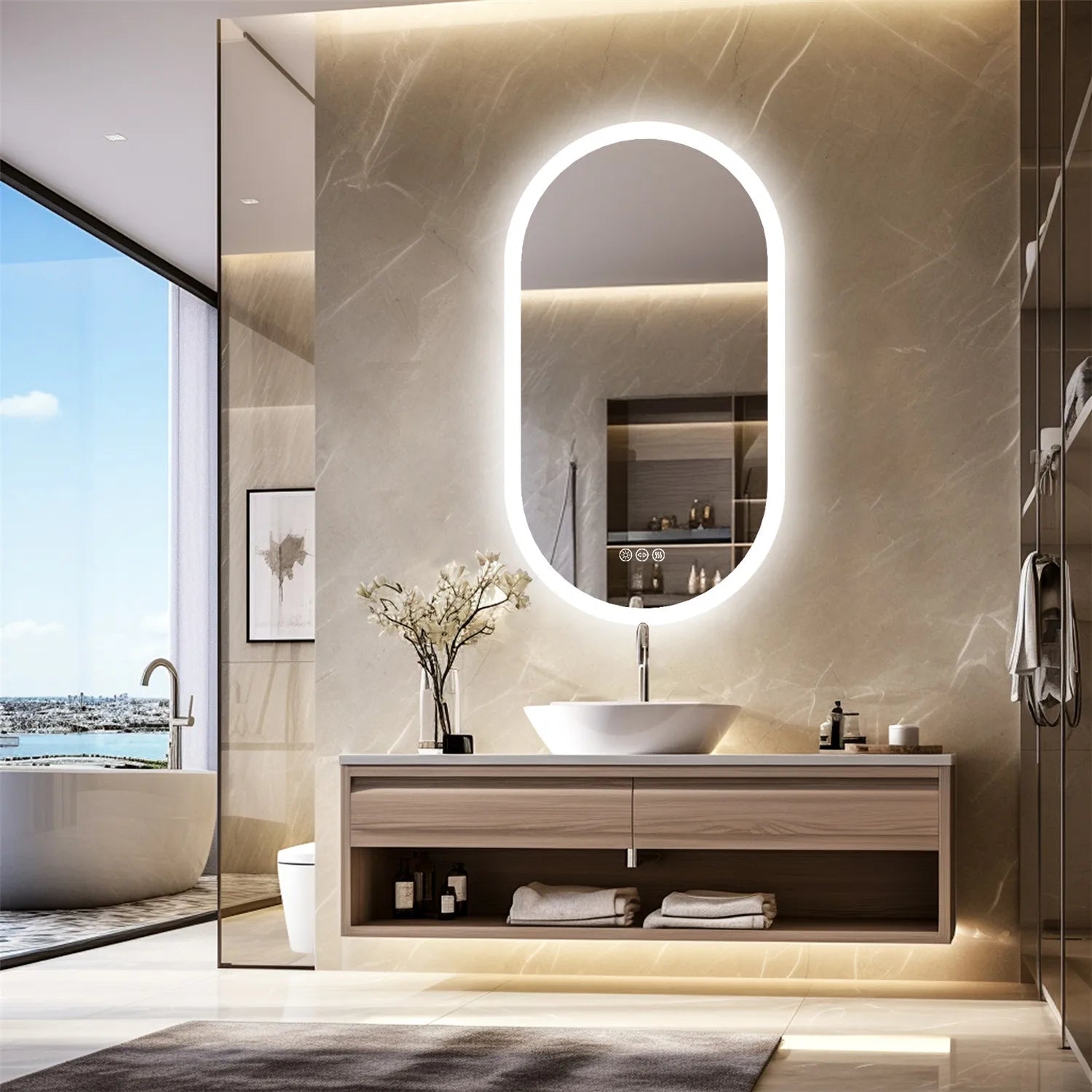 Luna LED Oval Bathroom Mirror