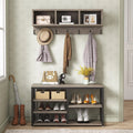 Grey Coat Rack Shoe Bench Set