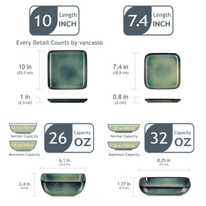 VANCASSO Stern 16-Piece Ceramic Dinnerware Set - Gradient Kiln Change Glaze