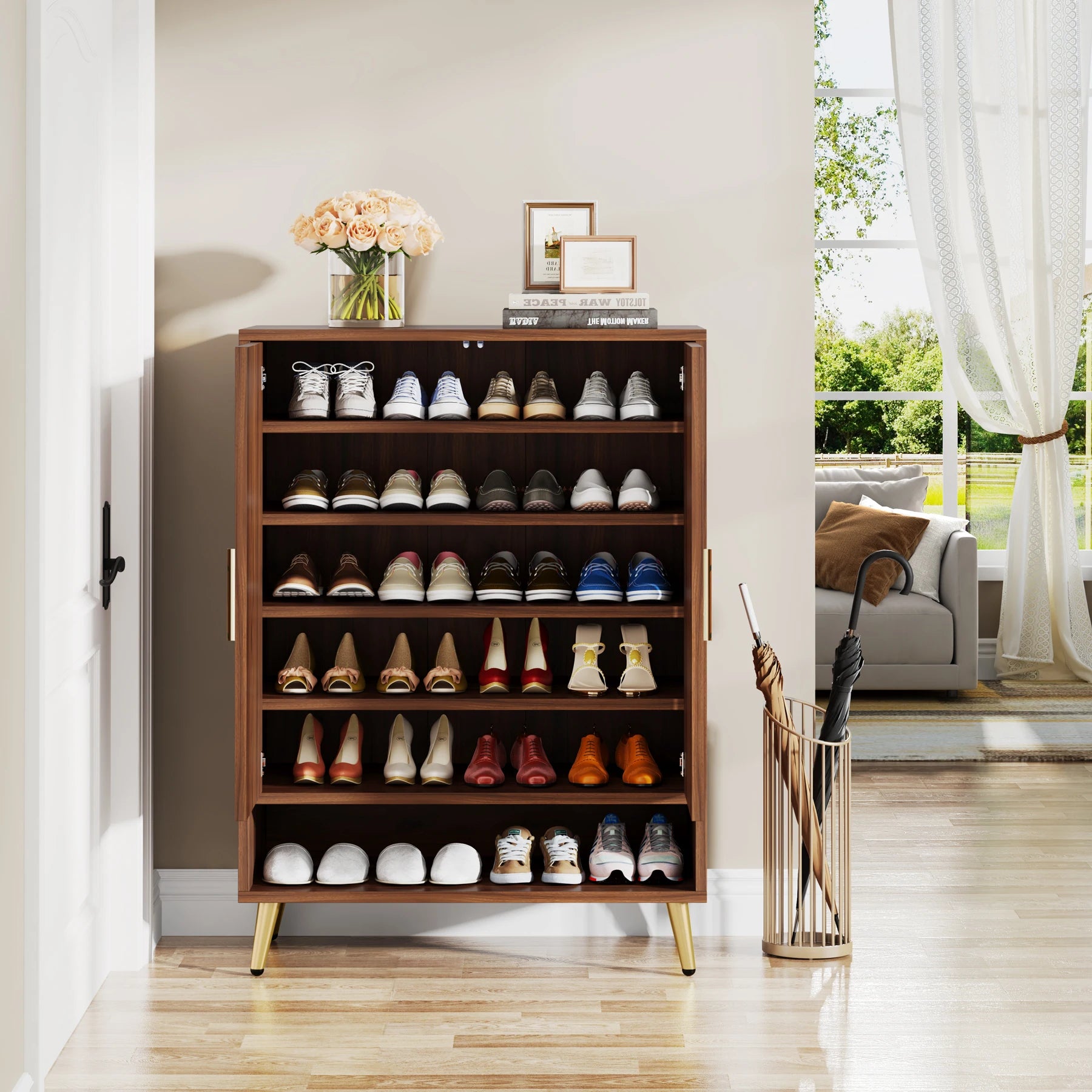Nia Walnut Shoe Cabinet