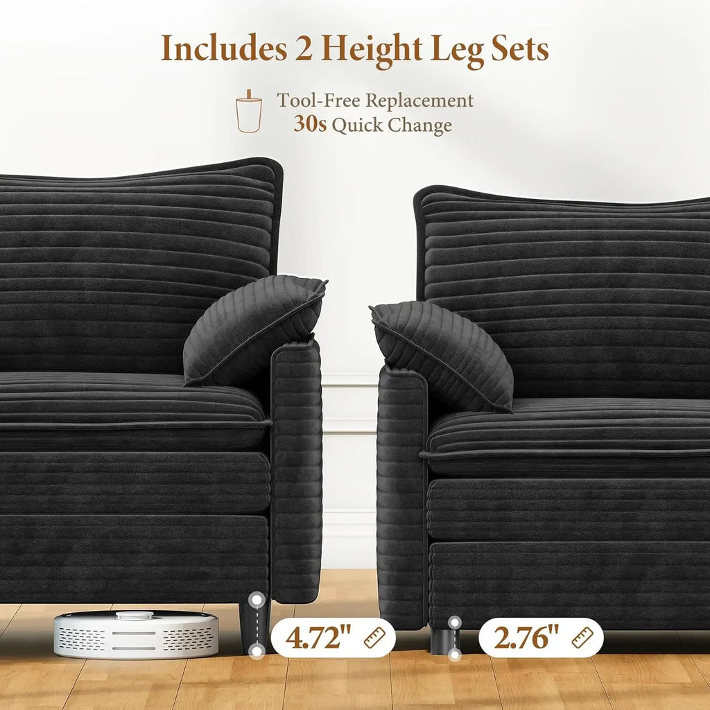 Vellune interchangeable leg sets shown at 4.72-inch and 2.76-inch heights