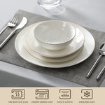 Load image into Gallery viewer, MALACASA Jera Gold Trim - Round Bone China Dinnerware Set - 16 or 32 Pieces
