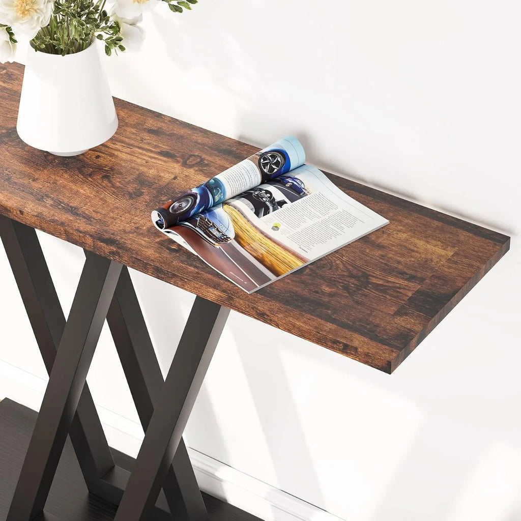 Crossframe Console Table – Slim Sculptural Entryway Accent