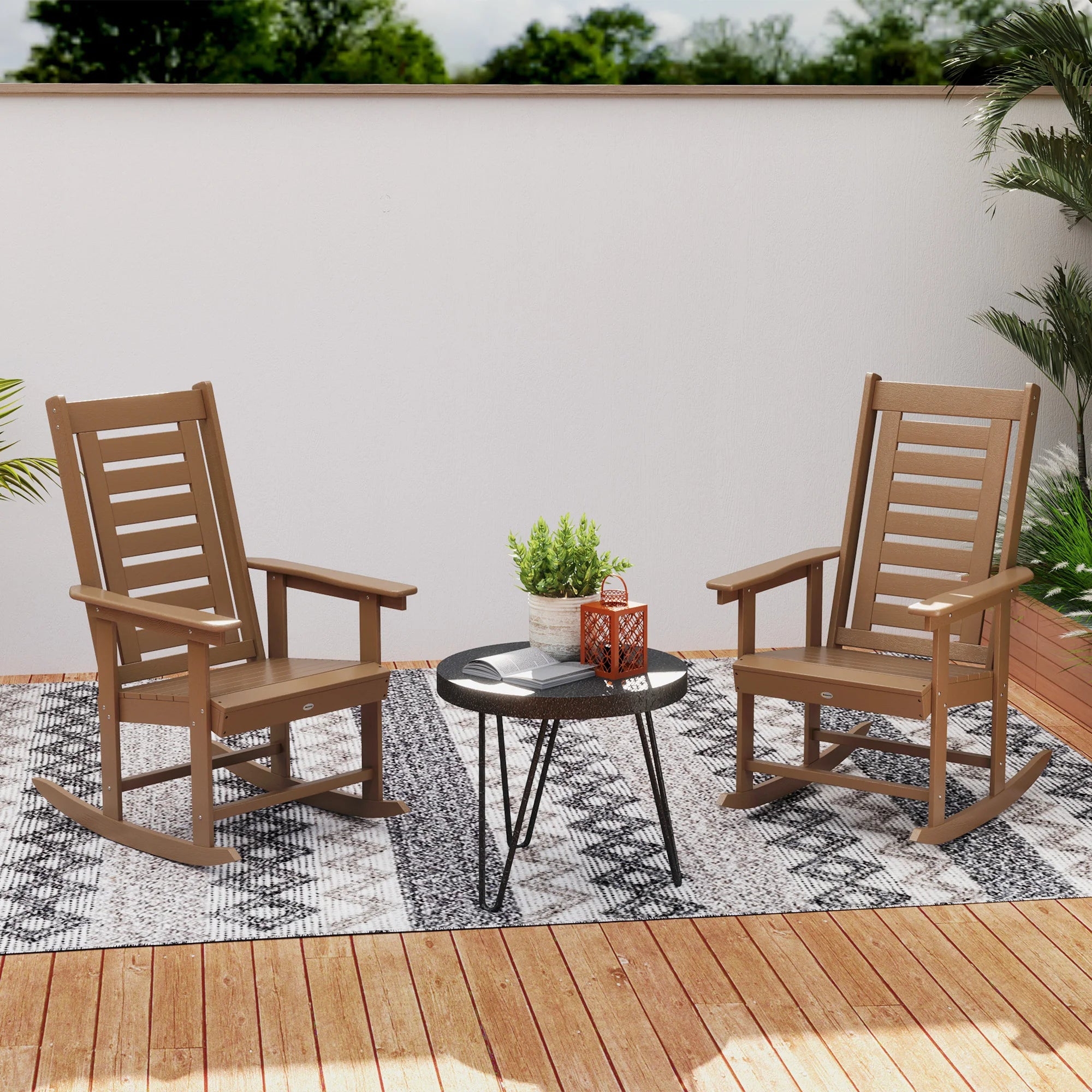 Briarcrest HDPE Outdoor Rocking Chairs, Set of 2 – Brown