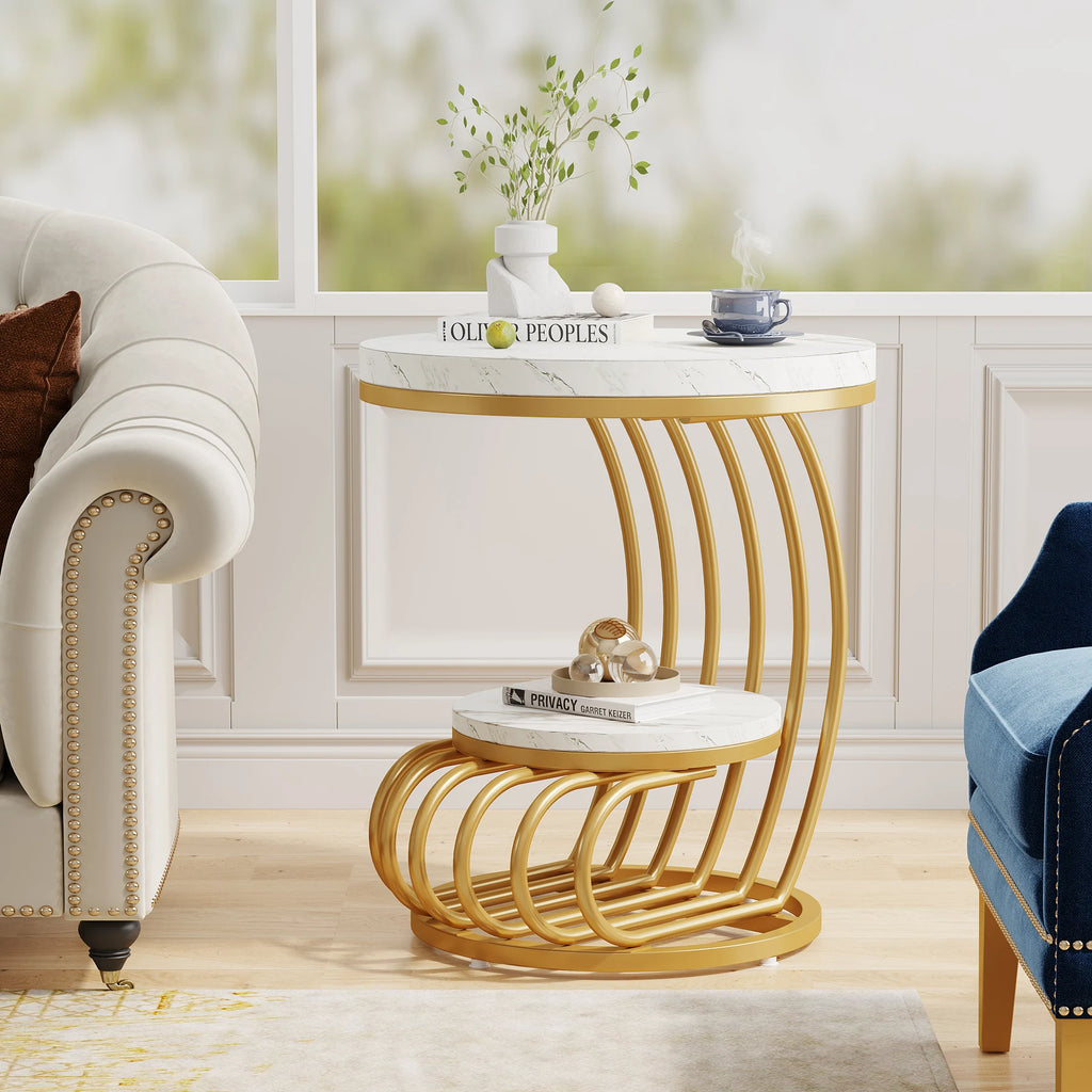 Tavio Curved 2-Tier End Table