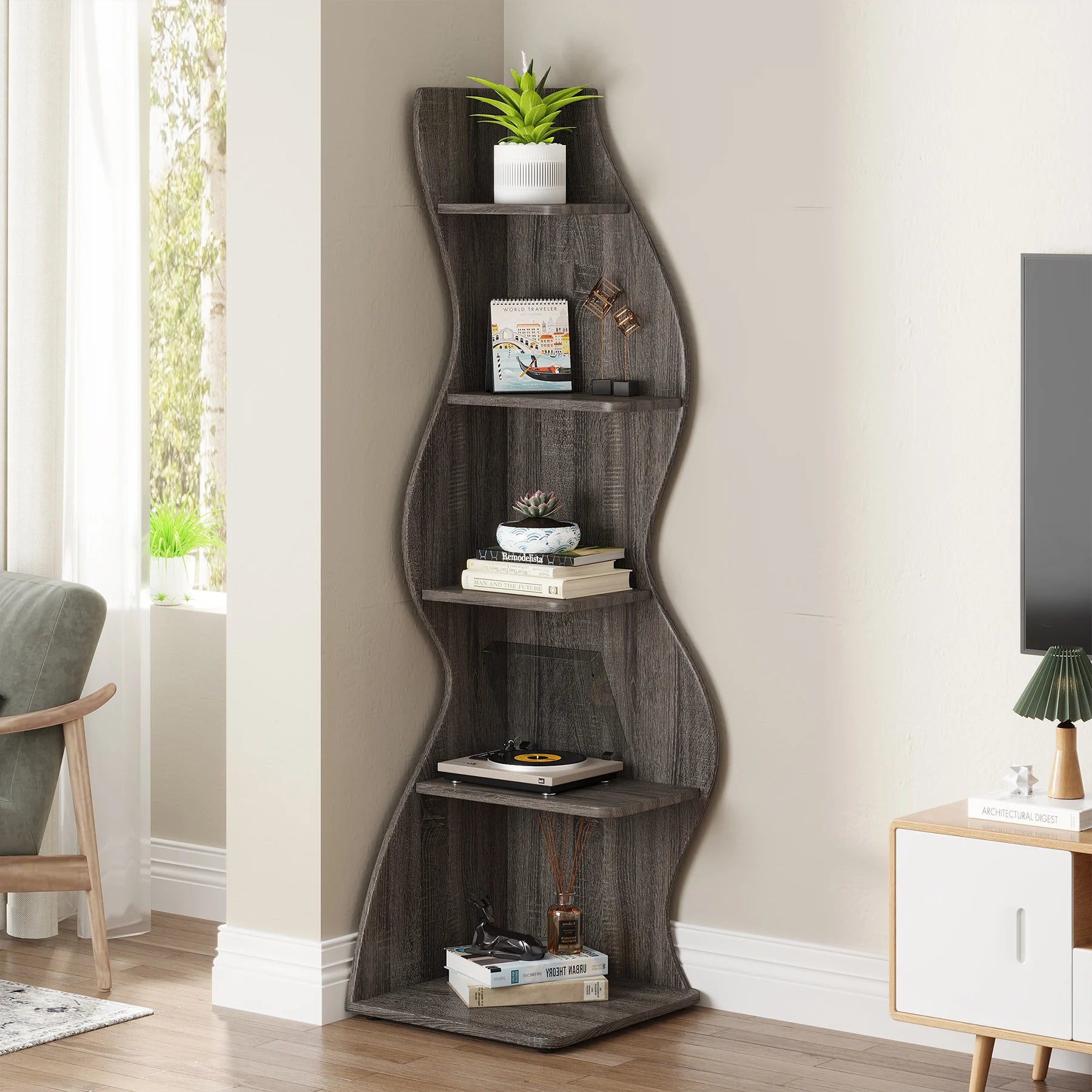 Sorella Sculptural Corner Shelf