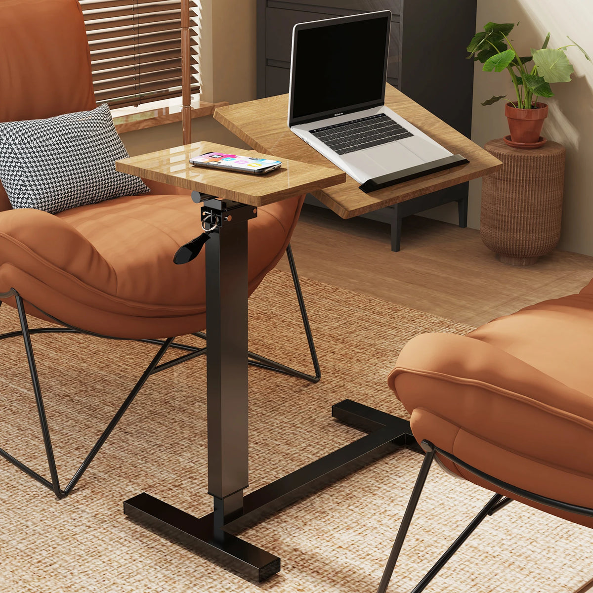 Finessebloom Adjustable Rolling Overbed Table