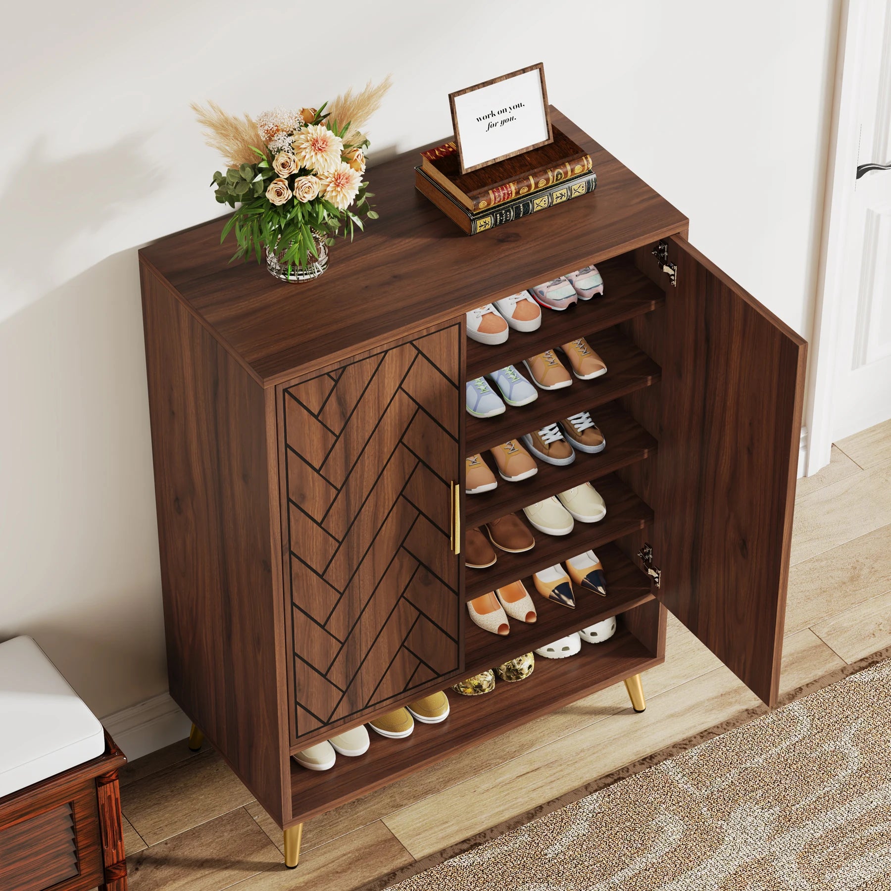 Nia Walnut Shoe Cabinet