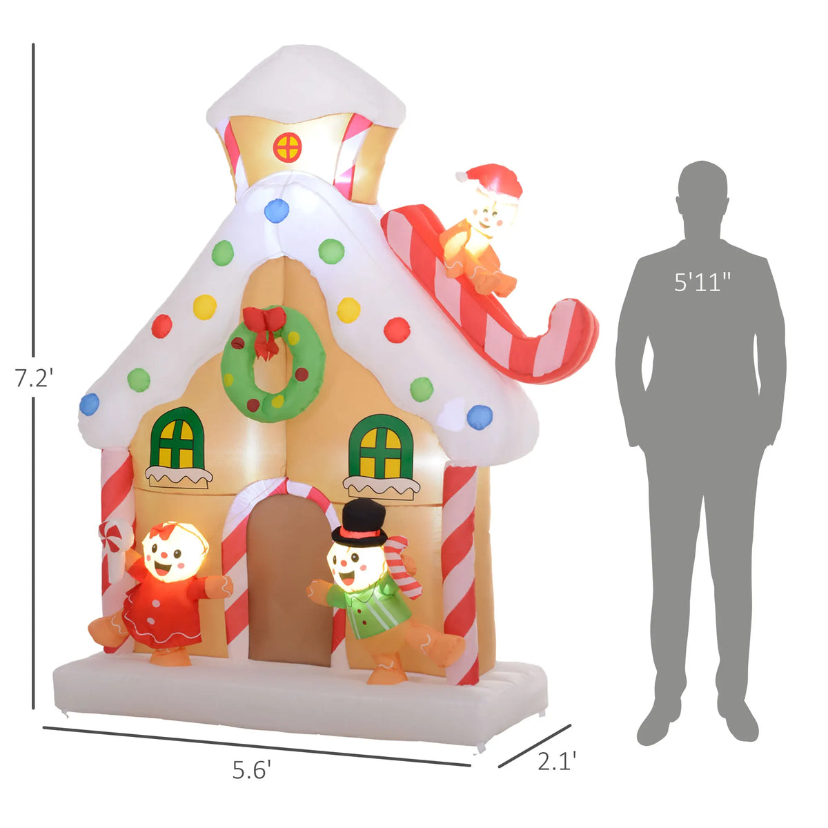 Gingerhaven dimension diagram showing 5.6 ft width, 2.1 ft depth, and 7.2 ft height