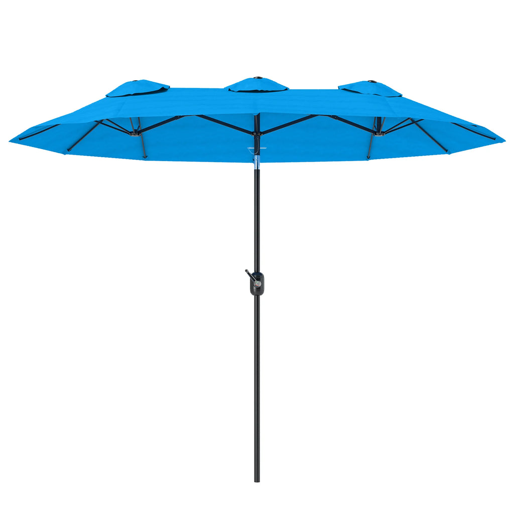 Skyspan Double-Sided Patio Umbrella – Cyan Blue