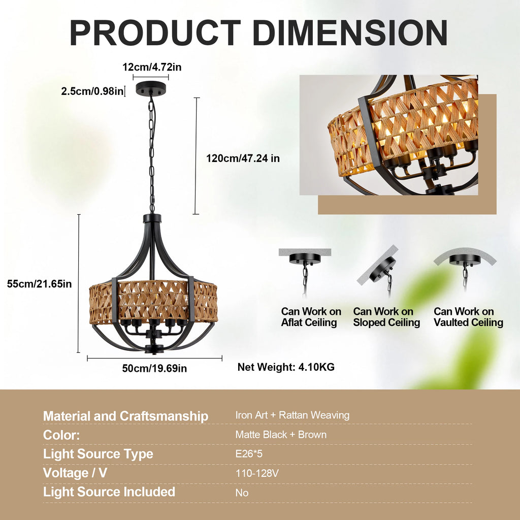 Brindlewick Rattan Ring Chandelier