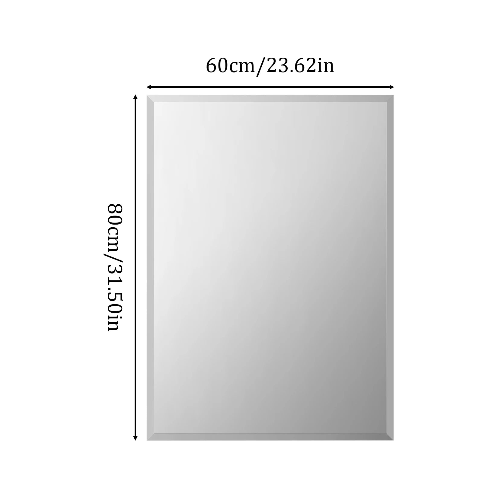 Frameless Beveled Rectangle Wall Mirror – Modern Silver Finish