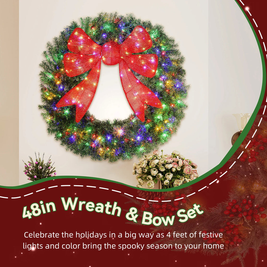 Frostbow 48-inch wreath and red bow set