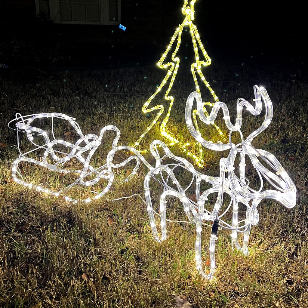 Yulehaven LED Reindeer and Sleigh