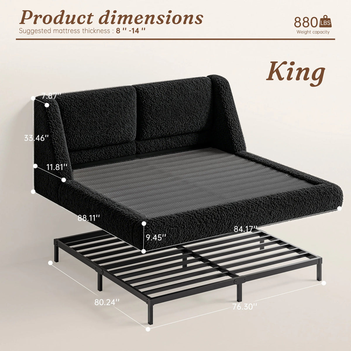 Mirehaven Bouclé Cloud Platform Bed