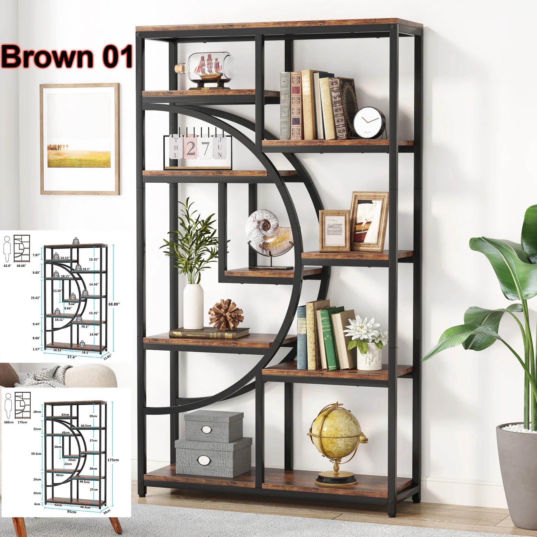 Zola Half-Moon Etagere Bookcase